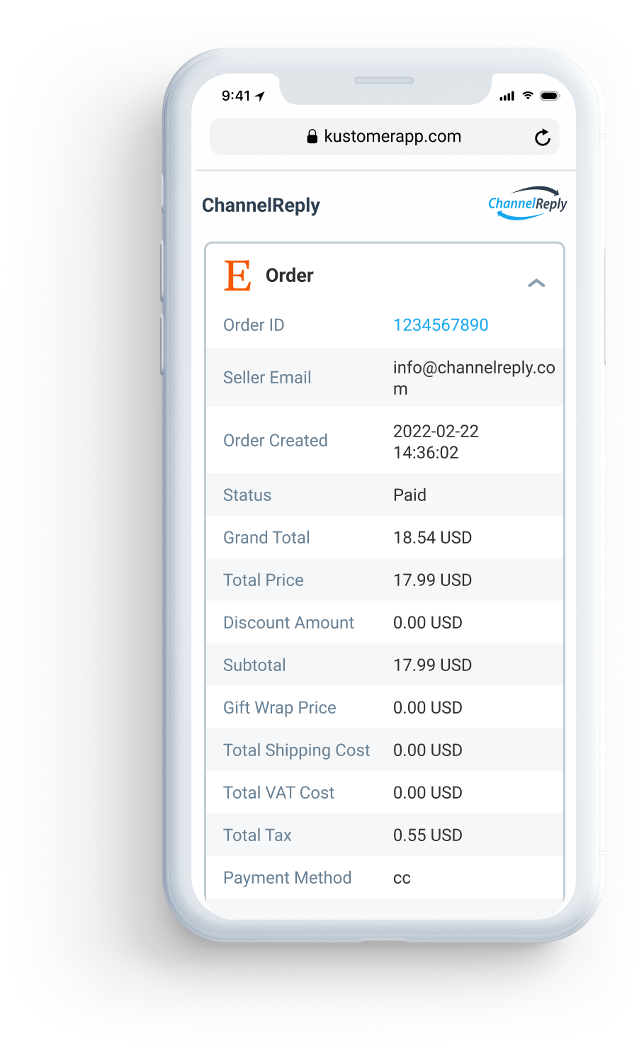 Illustration of Etsy support on an iPhone with Kustomer and ChannelReply