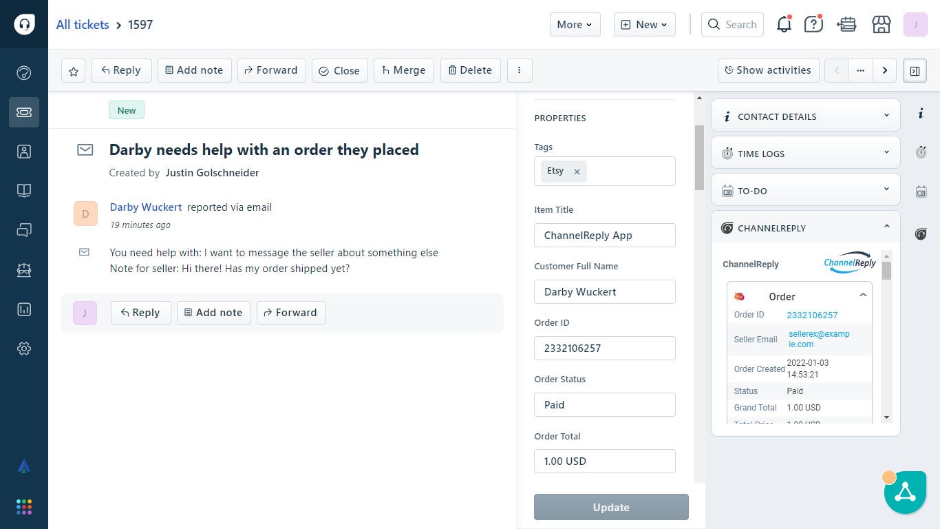 Etsy-Freshdesk Integration with ChannelReply
