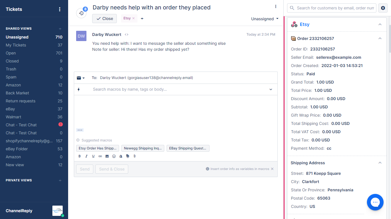 Etsy-Gorgias Integration with ChannelReply